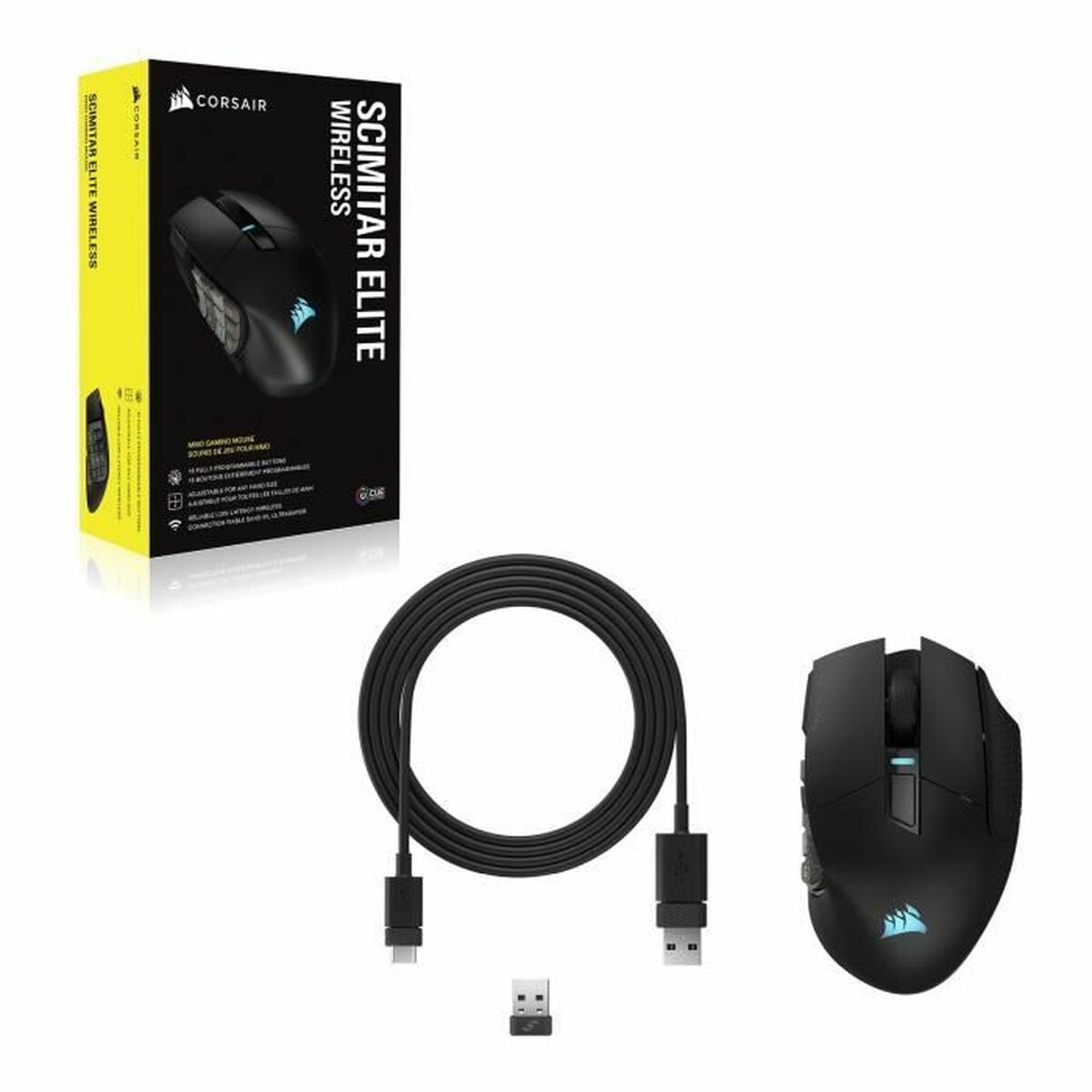 Mouse Bluetooth Fără Fir Corsair SCIMITAR ELITE RGB Negru
