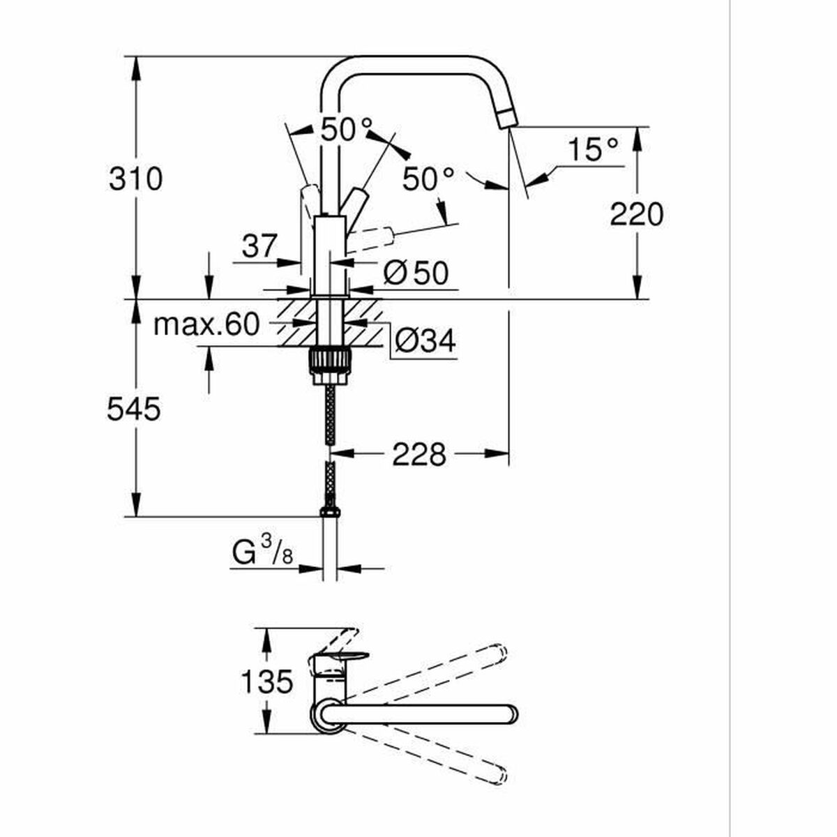 Robinet Monocomandă Grohe GROHE Start Negru Negru mat Alamă În formă de C