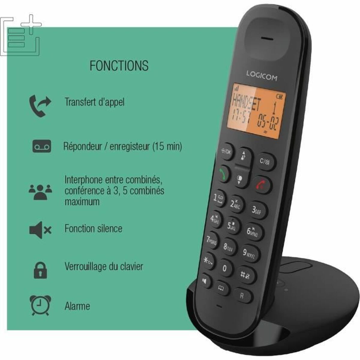 Telefon Fix Logicom DECT ILOA 155T SOLO Negru