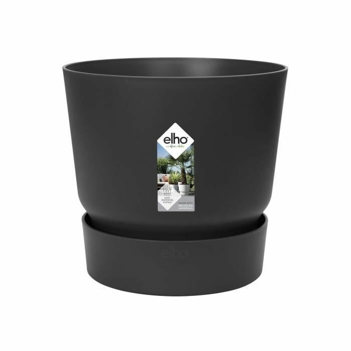 Ghiveci Elho Negru Plastic Rotund Modern Ø 47 cm