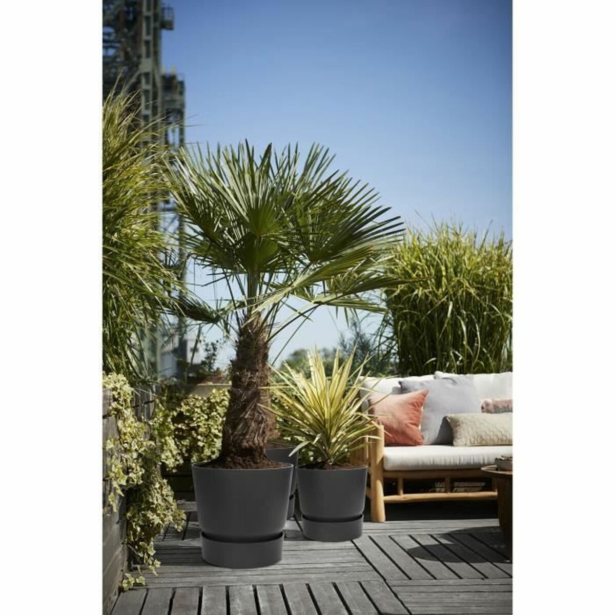 Ghiveci Elho Negru Plastic Rotund Modern Ø 47 cm