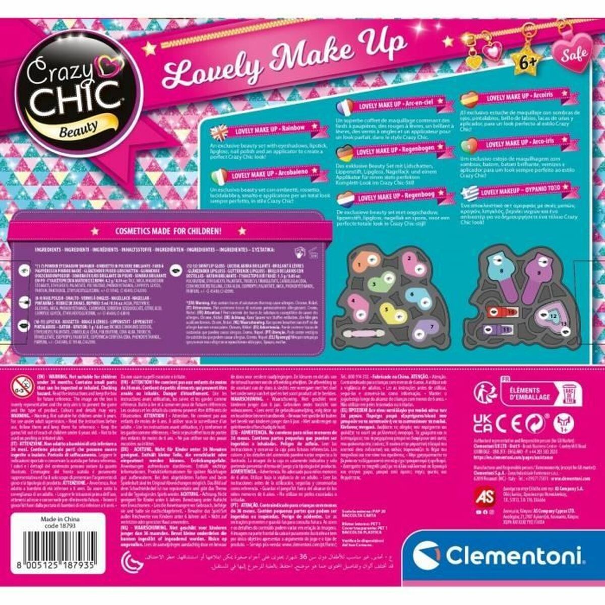 Set de Machiaj pentru Copii Clementoni Crazy Chic Beauty Lovely Make up Multicolor