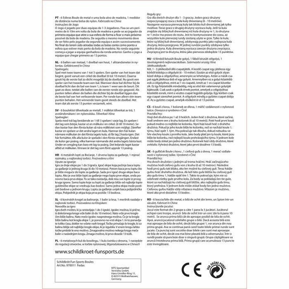 Set cu bile joc Petanque Schildkröt