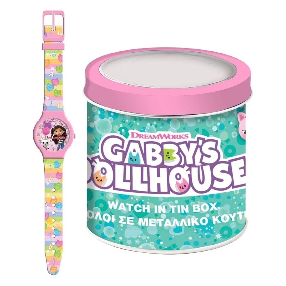 Ceas Copii Gabby's Dollhouse 000574089 - TIN BOX Ø 33 mm