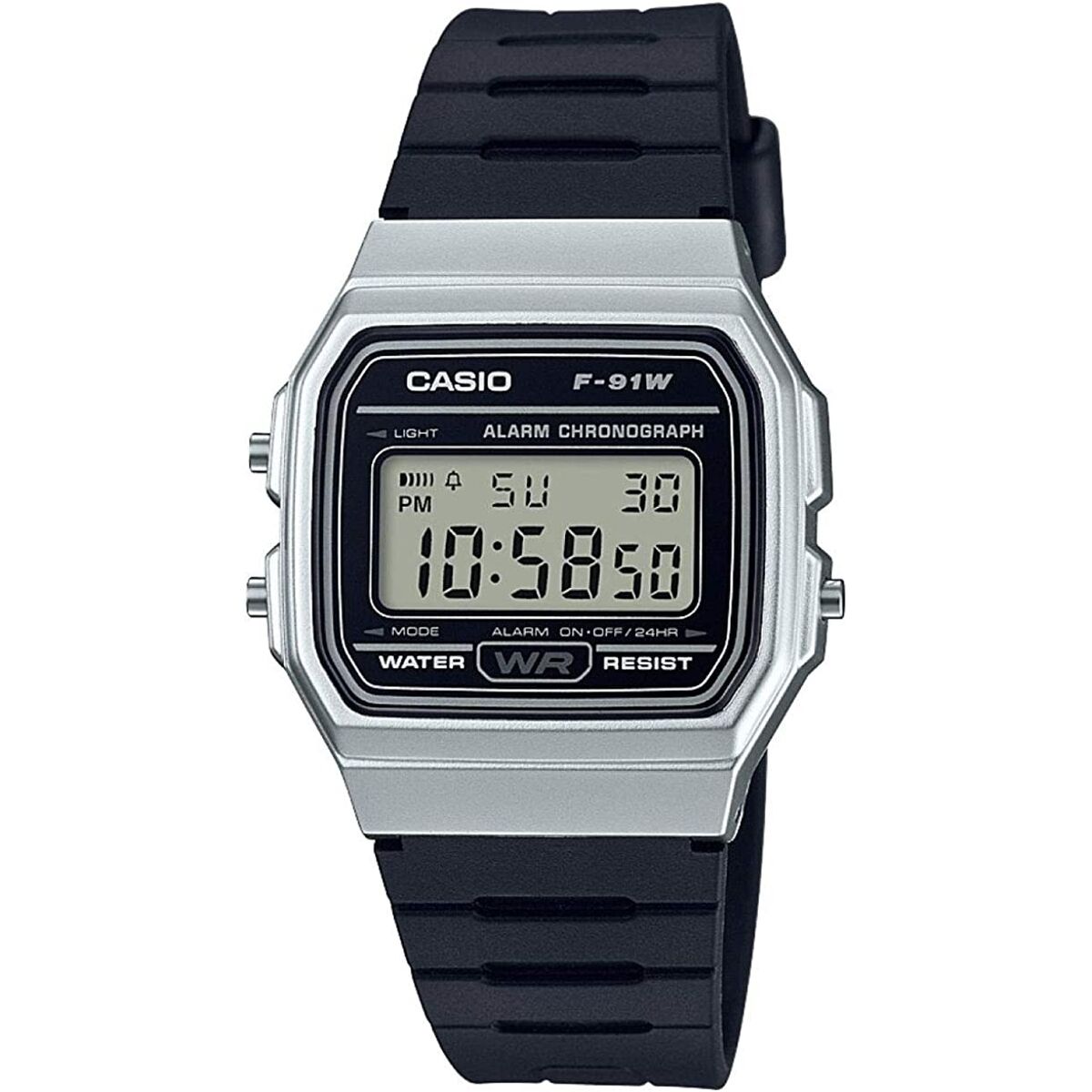 Ceas Unisex Casio F-91 BIO RESIN STRAP - SILVER (Ø 35 mm)