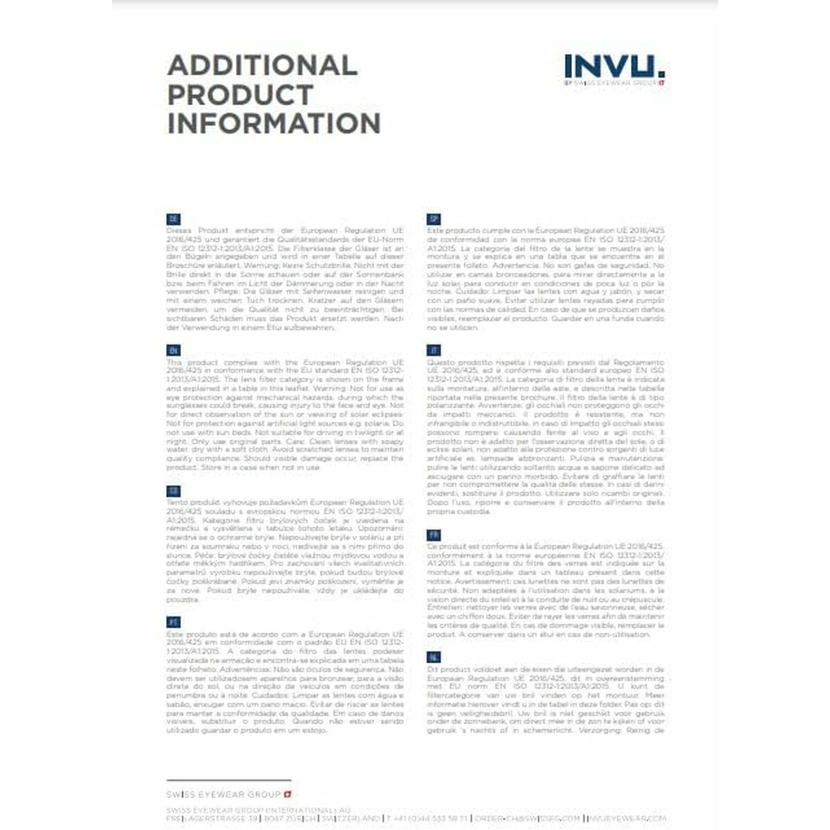 Ochelari de Soare Damă INVU M4214 56A