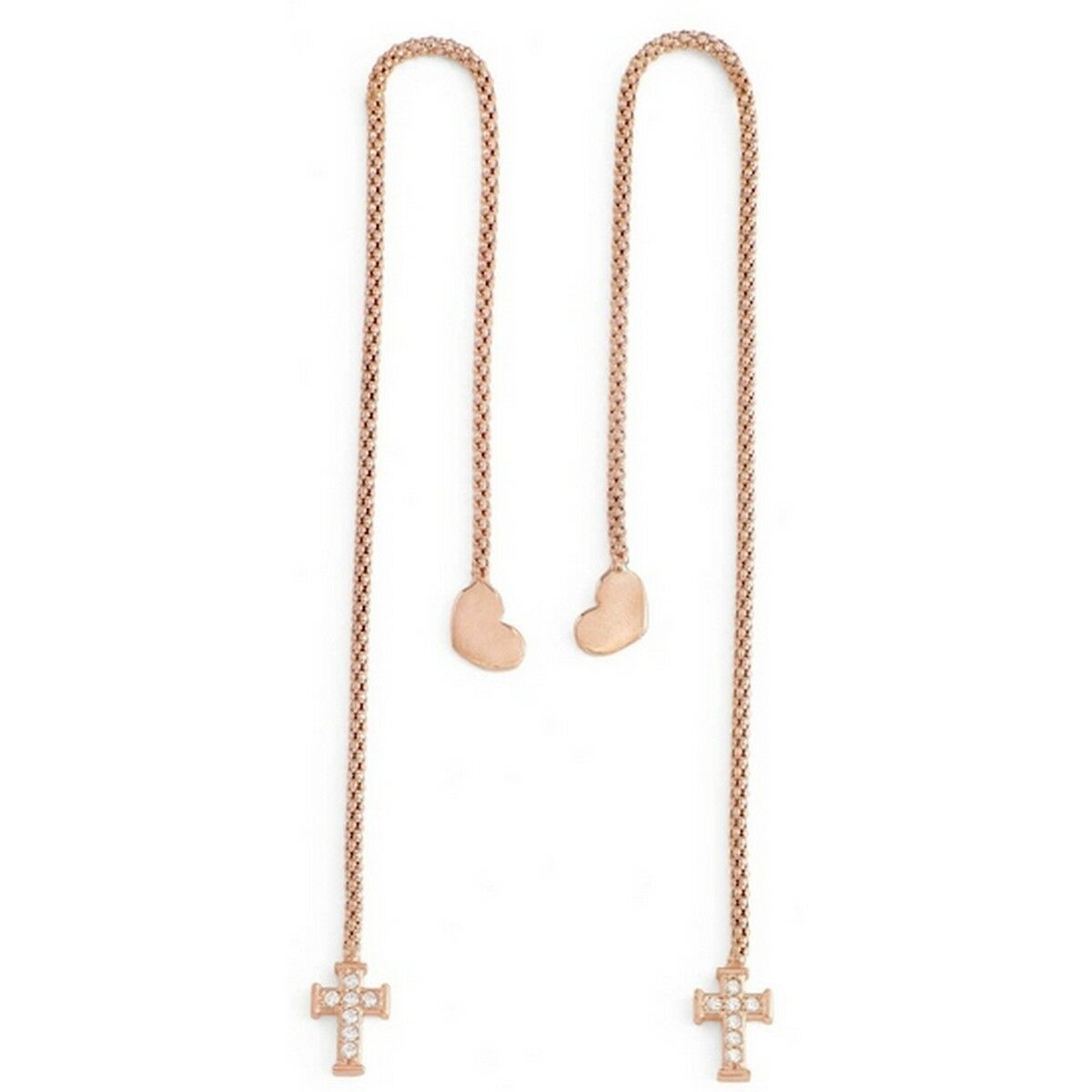 Cercei Damă Amen CUORE CROCE CRISTALLI ROSE GOLD Argint Sterling 925