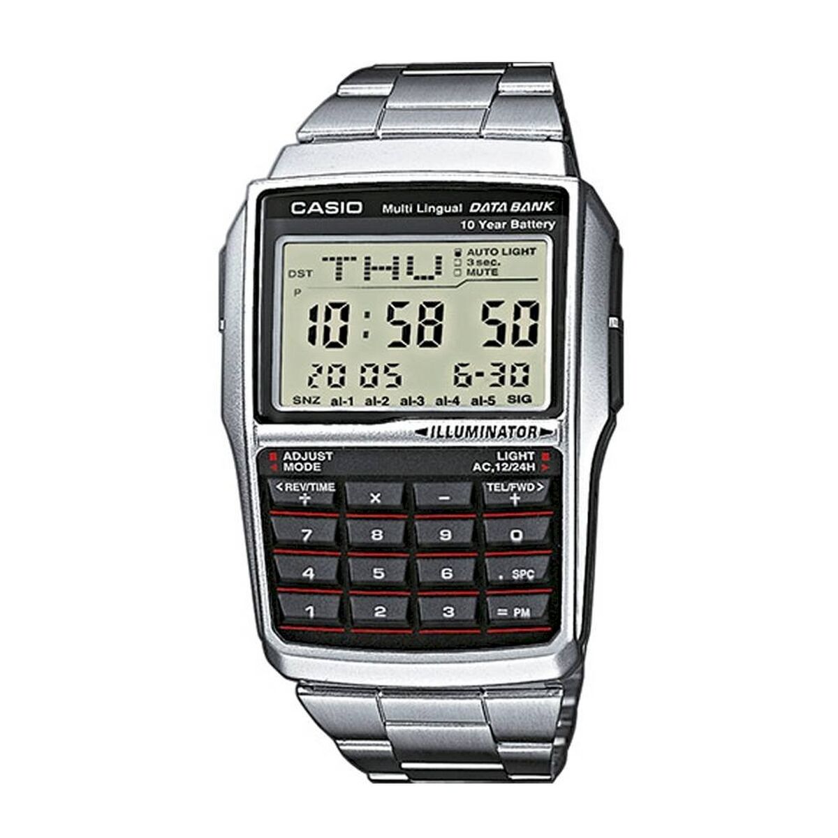 Ceas Bărbați Casio DATABANK CALCULATOR STEEL Negru Argintiu
