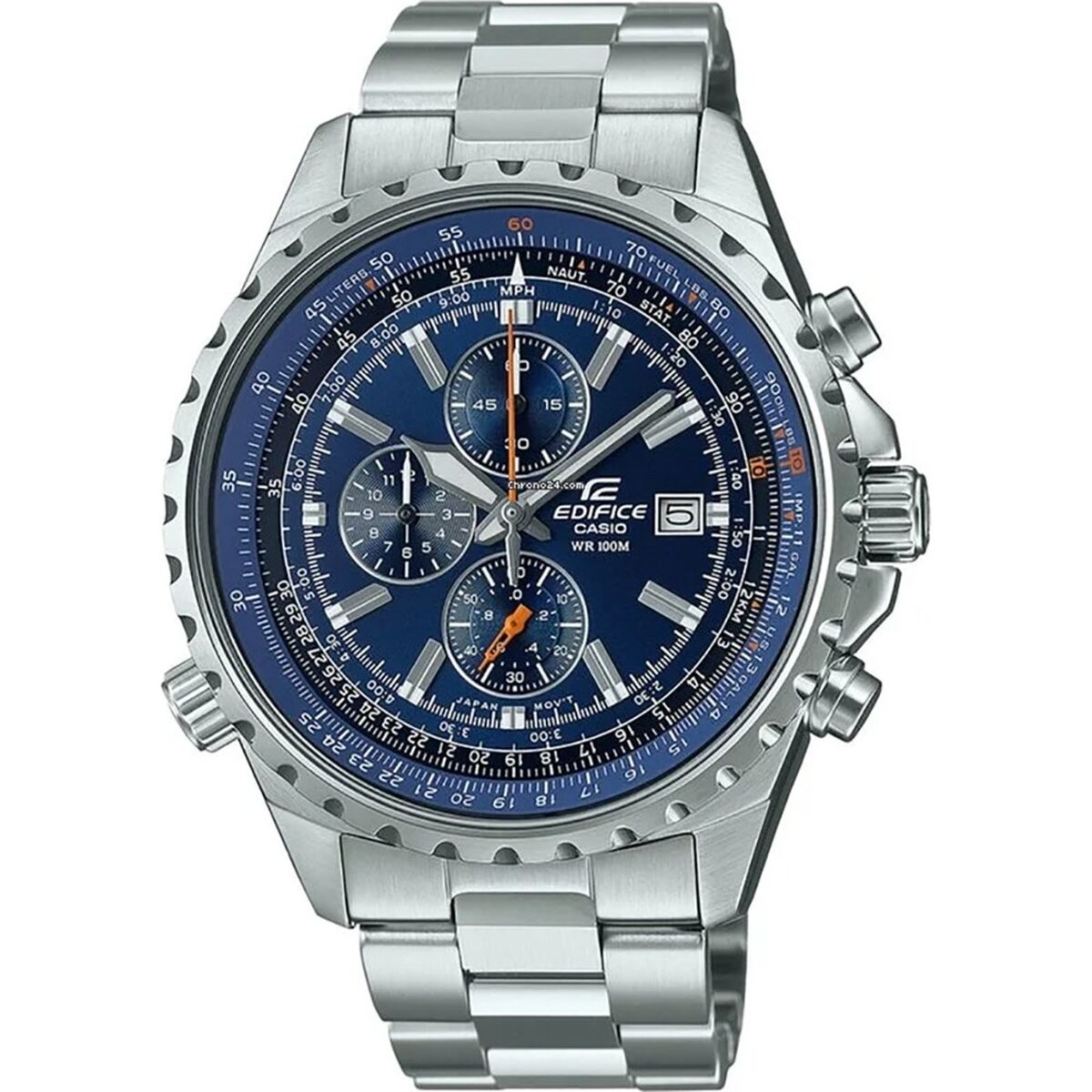 Ceas Bărbați Casio SLIDE RULE XL CHRONO - BLUE Argintiu (Ø 44,5 mm)