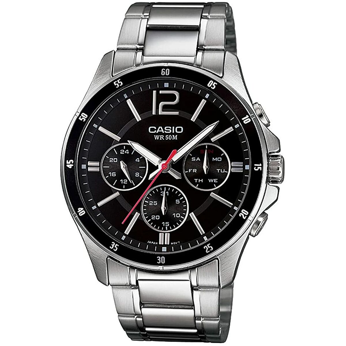 Ceas Bărbați Casio MULTIFUNCTION CALENDAR - BLACK Negru Argintiu (Ø 43,5 mm) (Ø 35 mm)