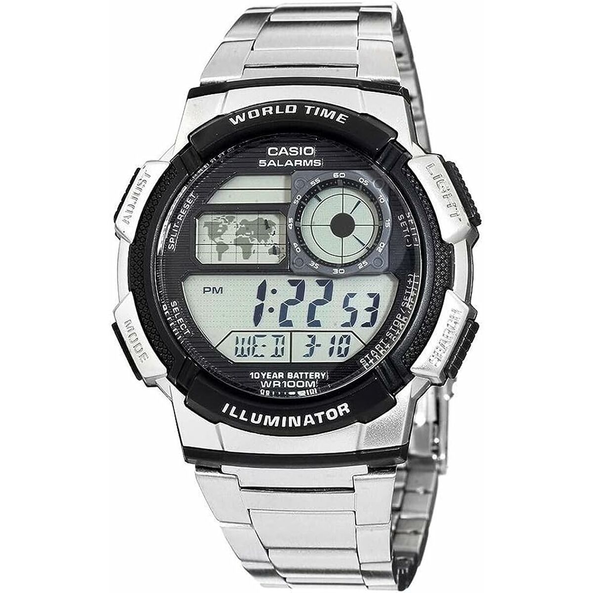 Ceas Bărbați Casio AE-1000WD-1AVEF Digital Acrilic Negru Gri Argintiu (Ø 45 mm)