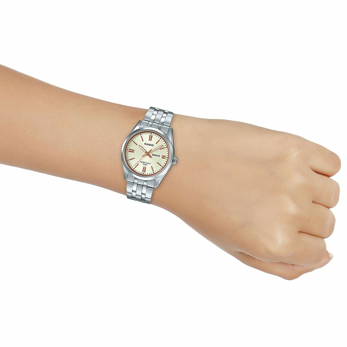 Ceas Damă Casio LADY DAY & DATE - CHAMPAGNE (Ø 30 mm)