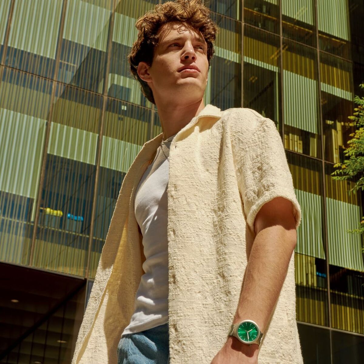 Ceas Bărbați Swatch SB07S101G Verde Argintiu (Ø 47 mm)