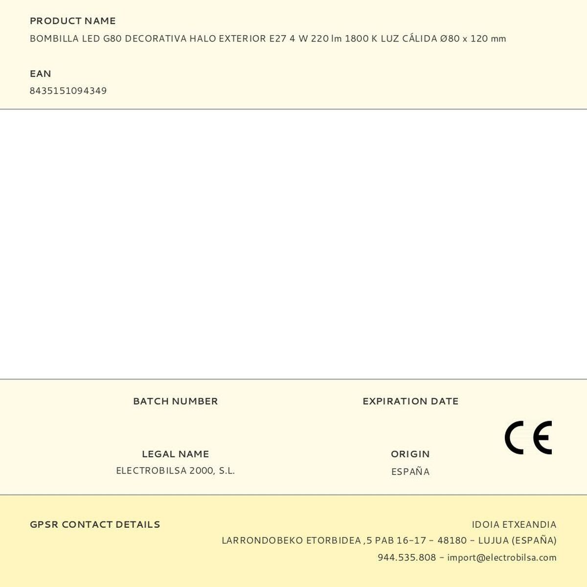 Bec LED Fbright g80 4 W E27 220 lm Auriu* Decorativă (1800 K)