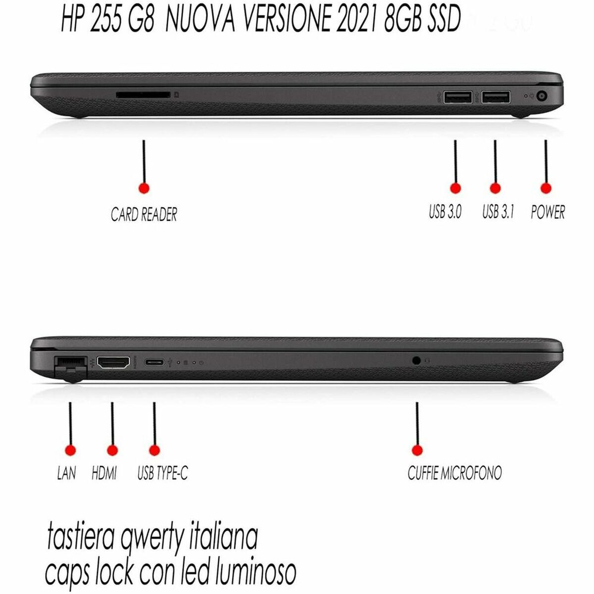 Laptop HP 255 G8 AMD© 3020E AMD 3020e 15,6" 8 GB RAM 256 GB SSD