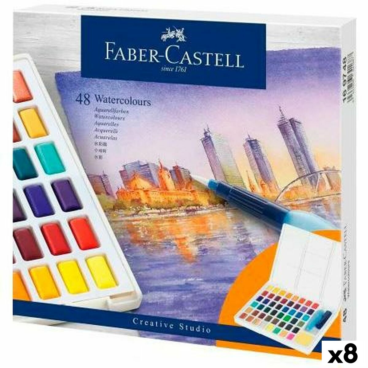 Set de vopsele acuarele Faber-Castell Creative Studio (8 Unități)