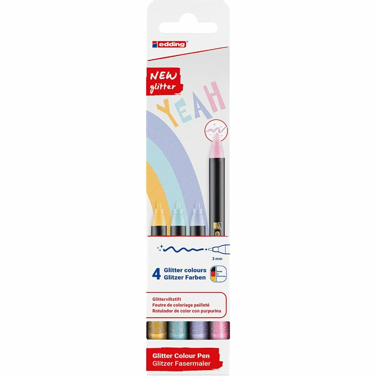 Set de Carioci Edding 1200 Multicolor Plăcintă Purpurină 4 Piese