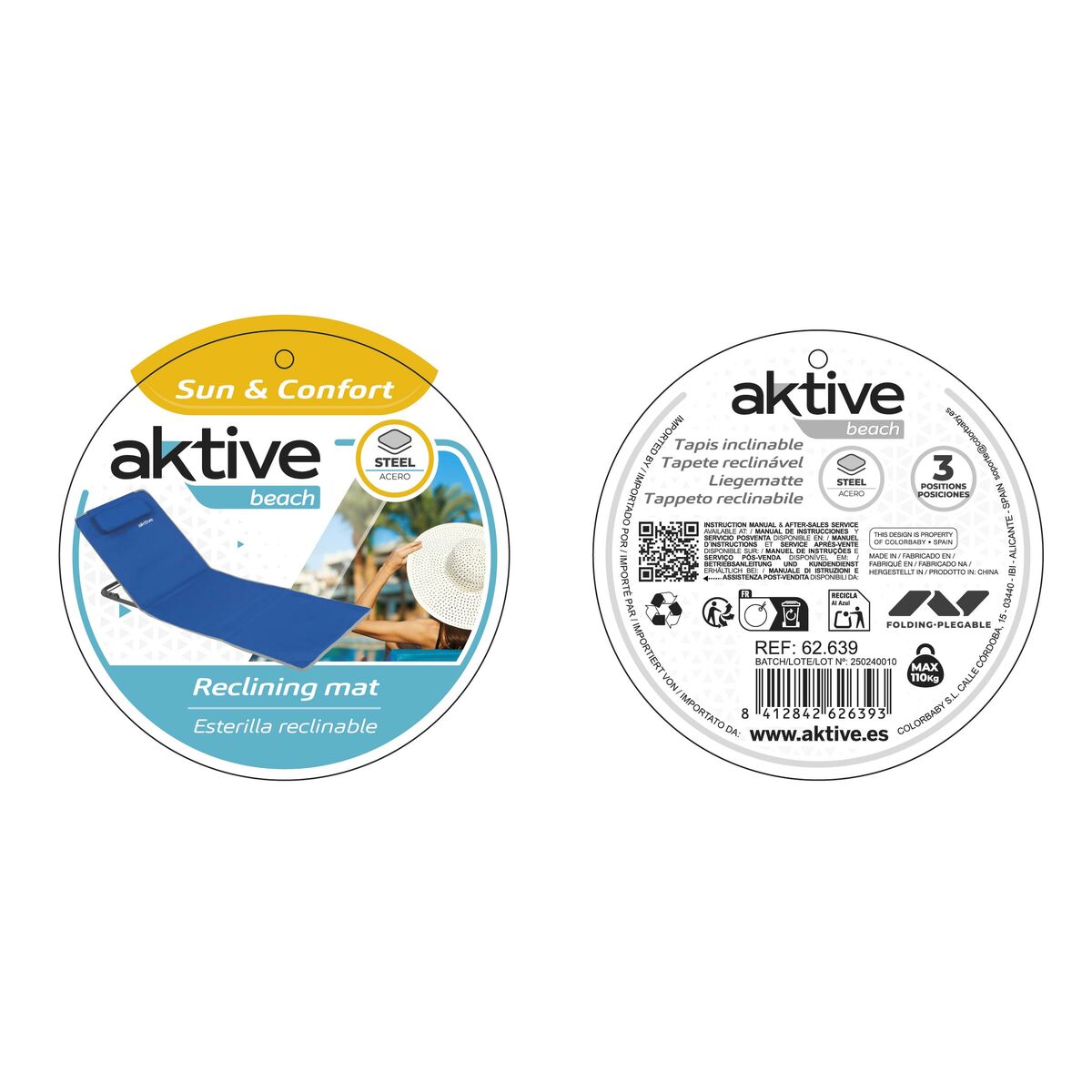 Rogojină Aktive Rabatabil/ă 147 x 55 x 48 cm PVC 600D Albastru Oțel Burete (4 Unități)