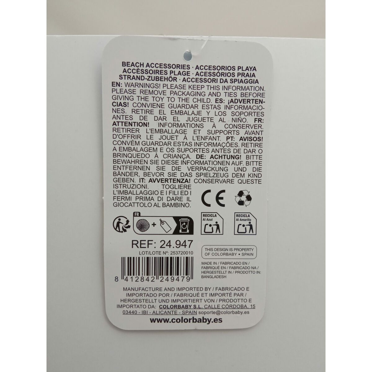 Set de jucării de plajă Colorbaby 2 Piese polipropilenă (12 Unități)