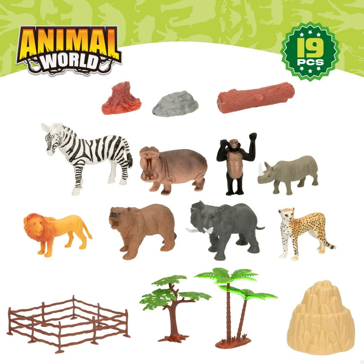 Figurine de animale Colorbaby 19 Piese Junglă Plastic 14 x 6 x 5 cm (6 Unități)