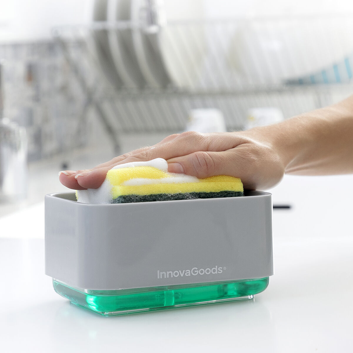 Distribuitor de săpun 2-în-1 pentru chiuvetă Pushoap InnovaGoods