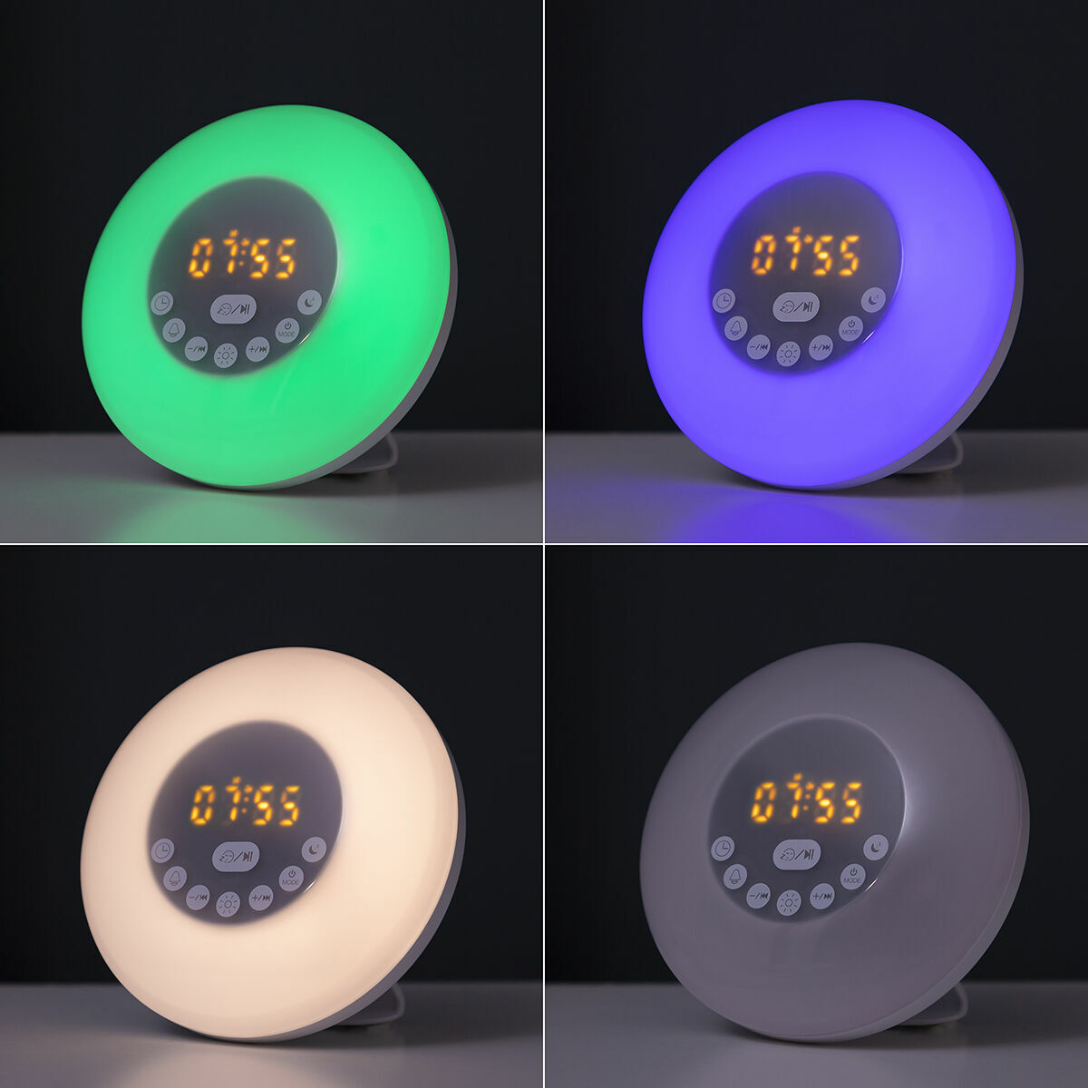 Ceas cu alarmă reîncărcabil cu difuzor și efect de răsărit Sunrilk InnovaGoods