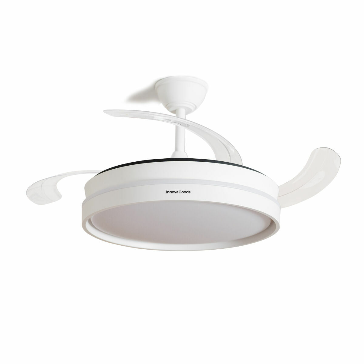 Ventilator de tavan cu lumină LED și 4 palete retractabile Keteez InnovaGoods Alb 72 W Ø49-104 cm