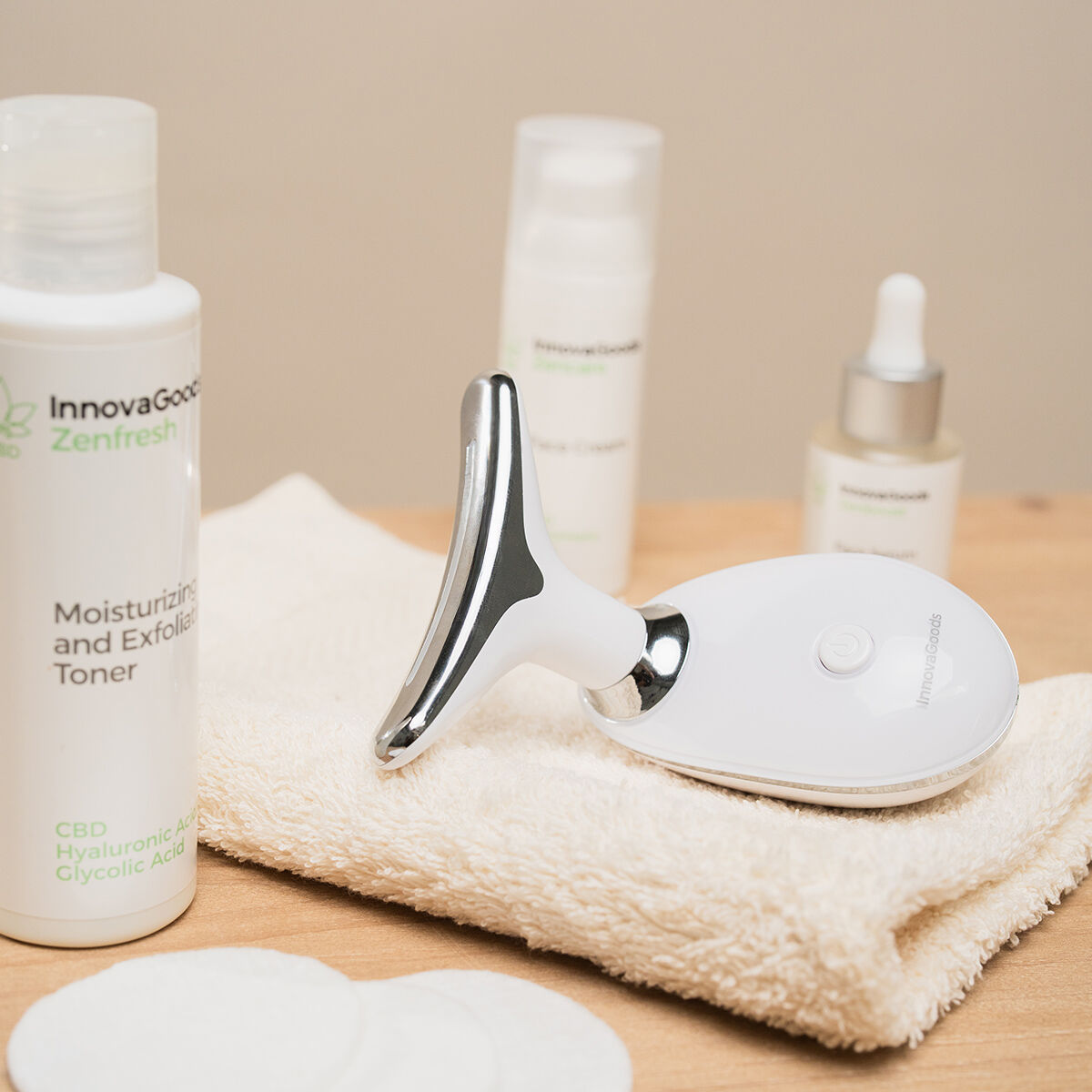 Aparat Electric de Masaj Facial pentru Față și Gât cu LED, EMS și Căldură Selora InnovaGoods