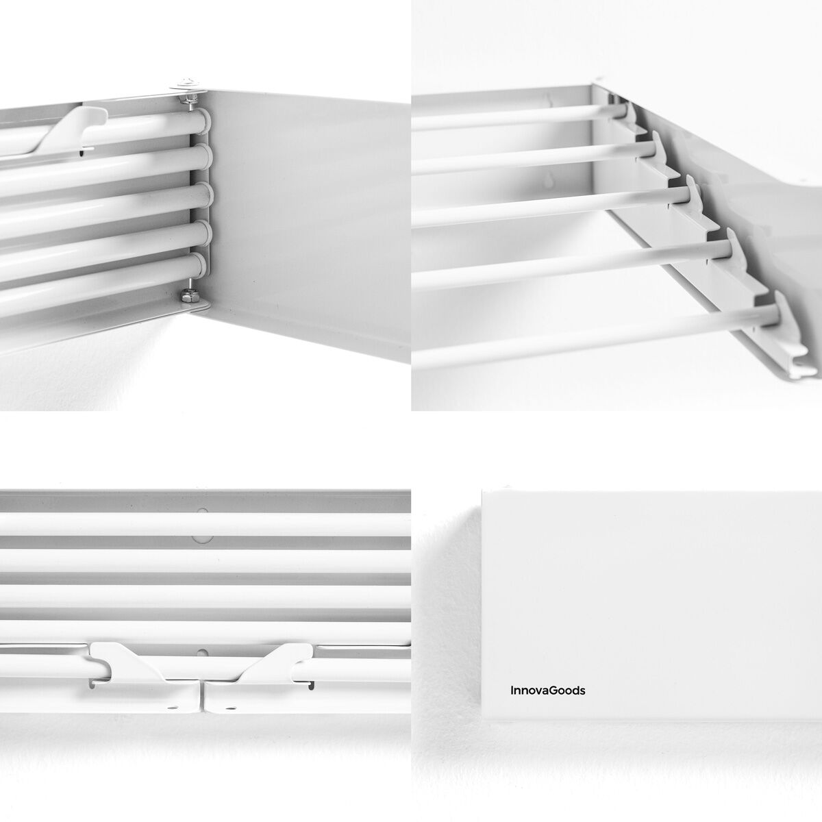 Uscător de rufe pliabil, extensibil și retractabil de perete Dryva 80 InnovaGoods