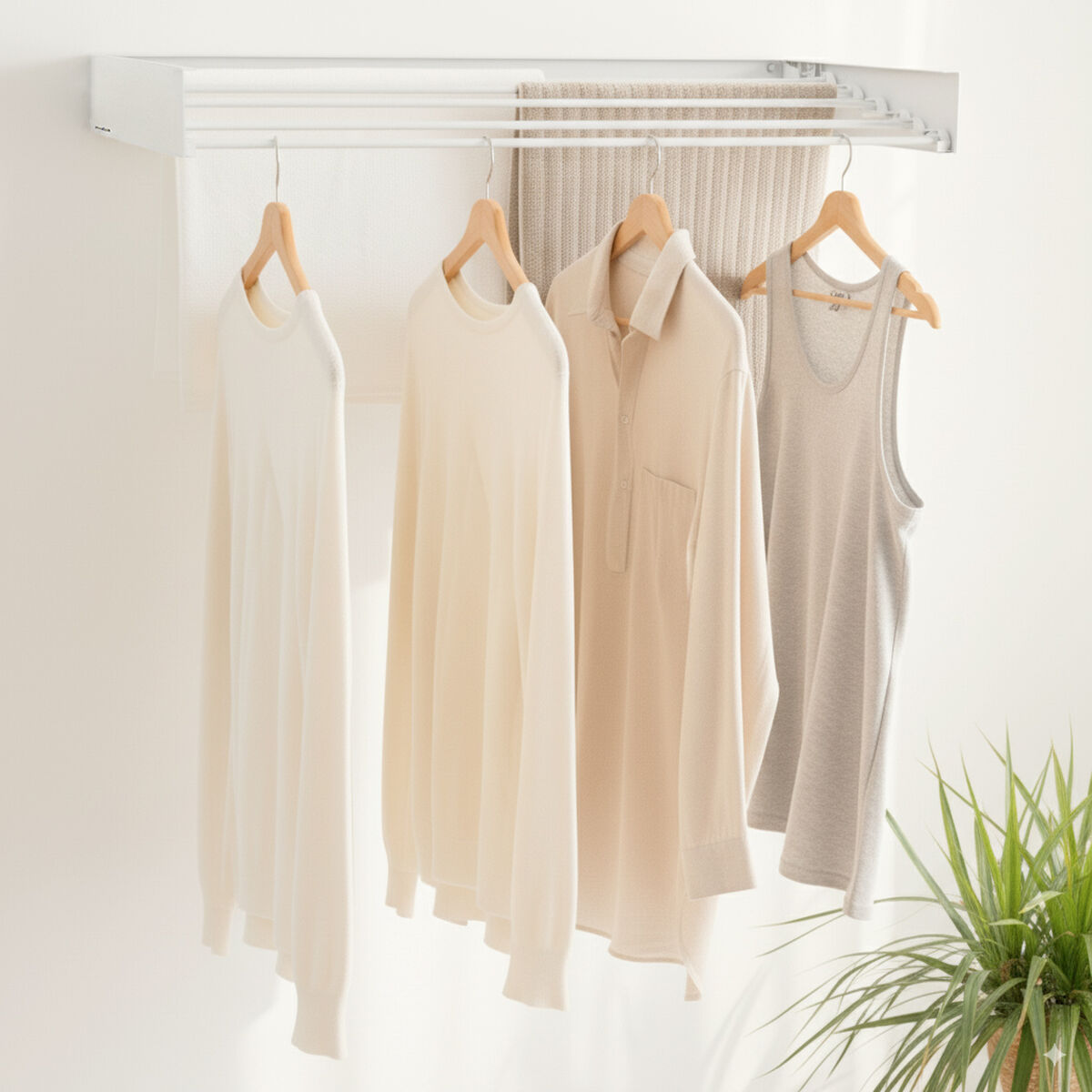 Uscător de rufe pliabil, extensibil și retractabil de perete Dryva 80 InnovaGoods