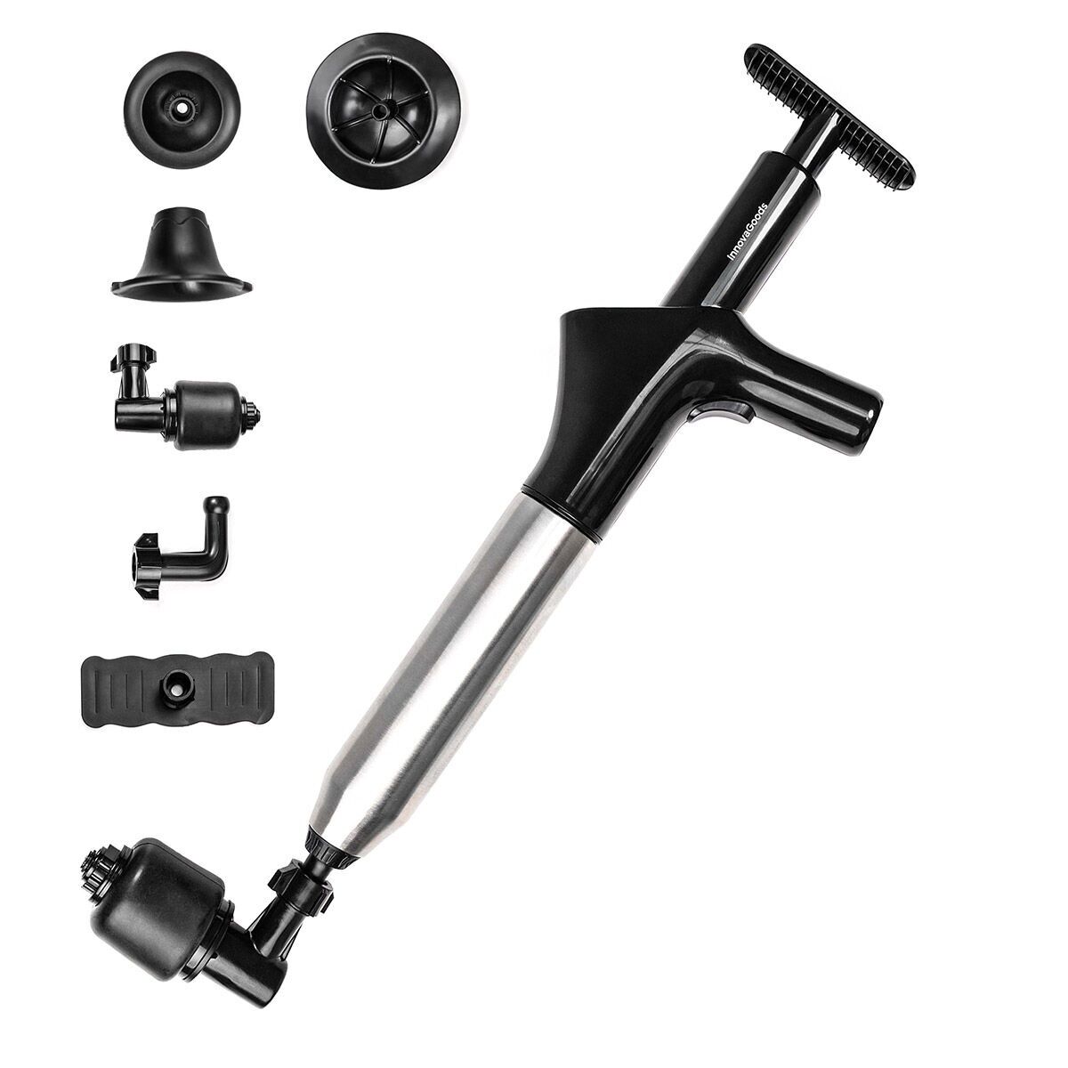 Desfundator cu aer comprimat de înaltă presiune cu accesorii și manometru 5 în 1 Jetpro InnovaGoods