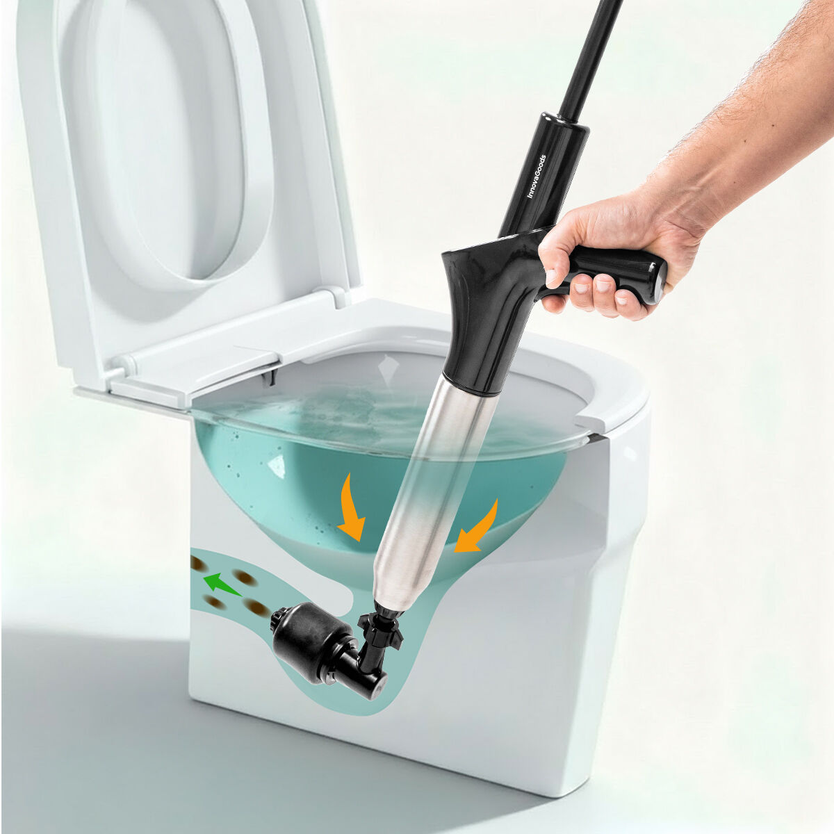 Desfundator cu aer comprimat de înaltă presiune cu accesorii și manometru 5 în 1 Jetpro InnovaGoods