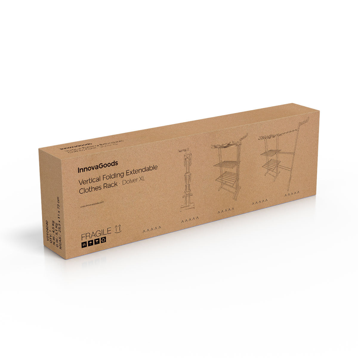 Uscător de rufe pliabil vertical extensibil cu roți Dolver XL InnovaGoods 30 Bare