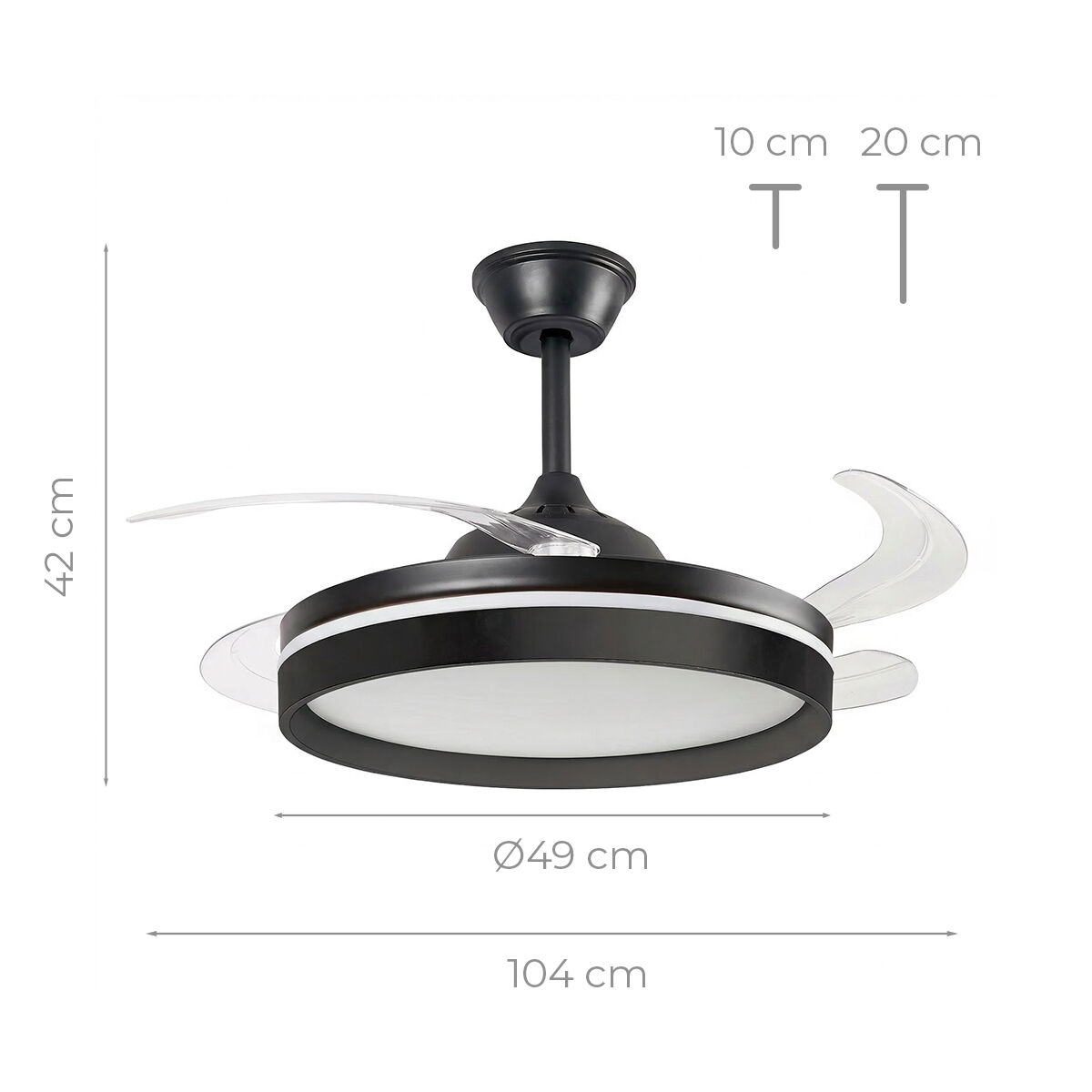 Ventilator de tavan cu lumină LED, 4 pale retractabile și telecomandă InnovaGoods