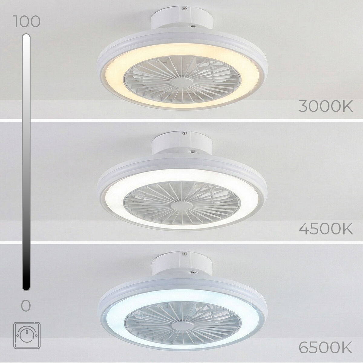 Ventilator de tavan cu lumină LED RGB, pale ascunse și telecomandă Nexory InnovaGoods