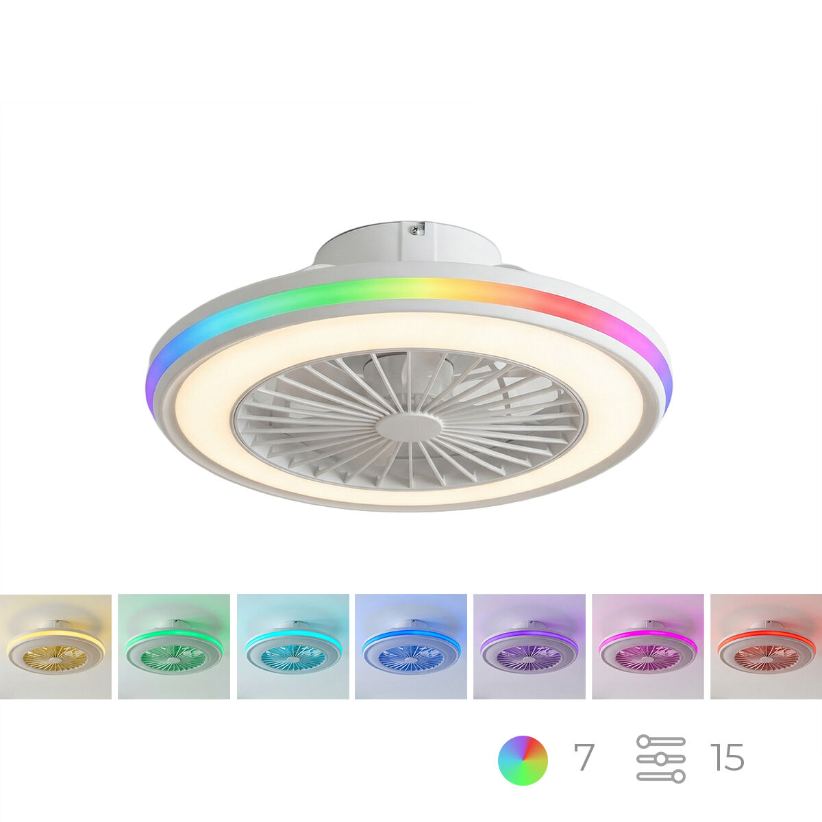 Ventilator de tavan cu lumină LED RGB, pale ascunse și telecomandă Nexory InnovaGoods