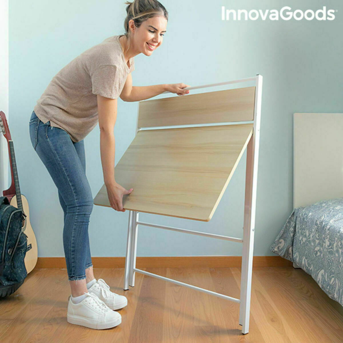 Birou pliabil cu raft InnovaGoods Tablezy Lemn (Recondiționate B)