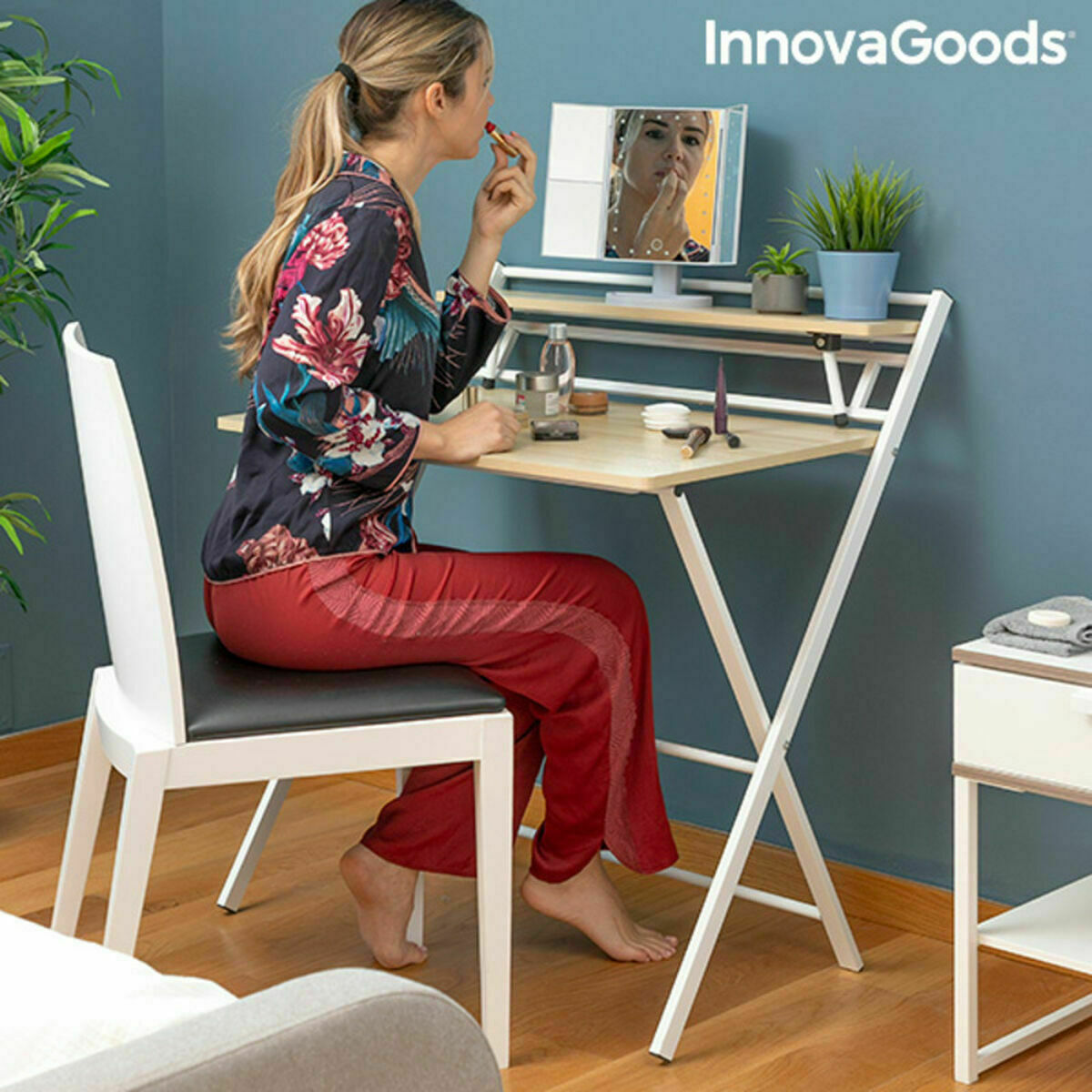 Birou pliabil cu raft InnovaGoods Tablezy Lemn (Recondiționate B)