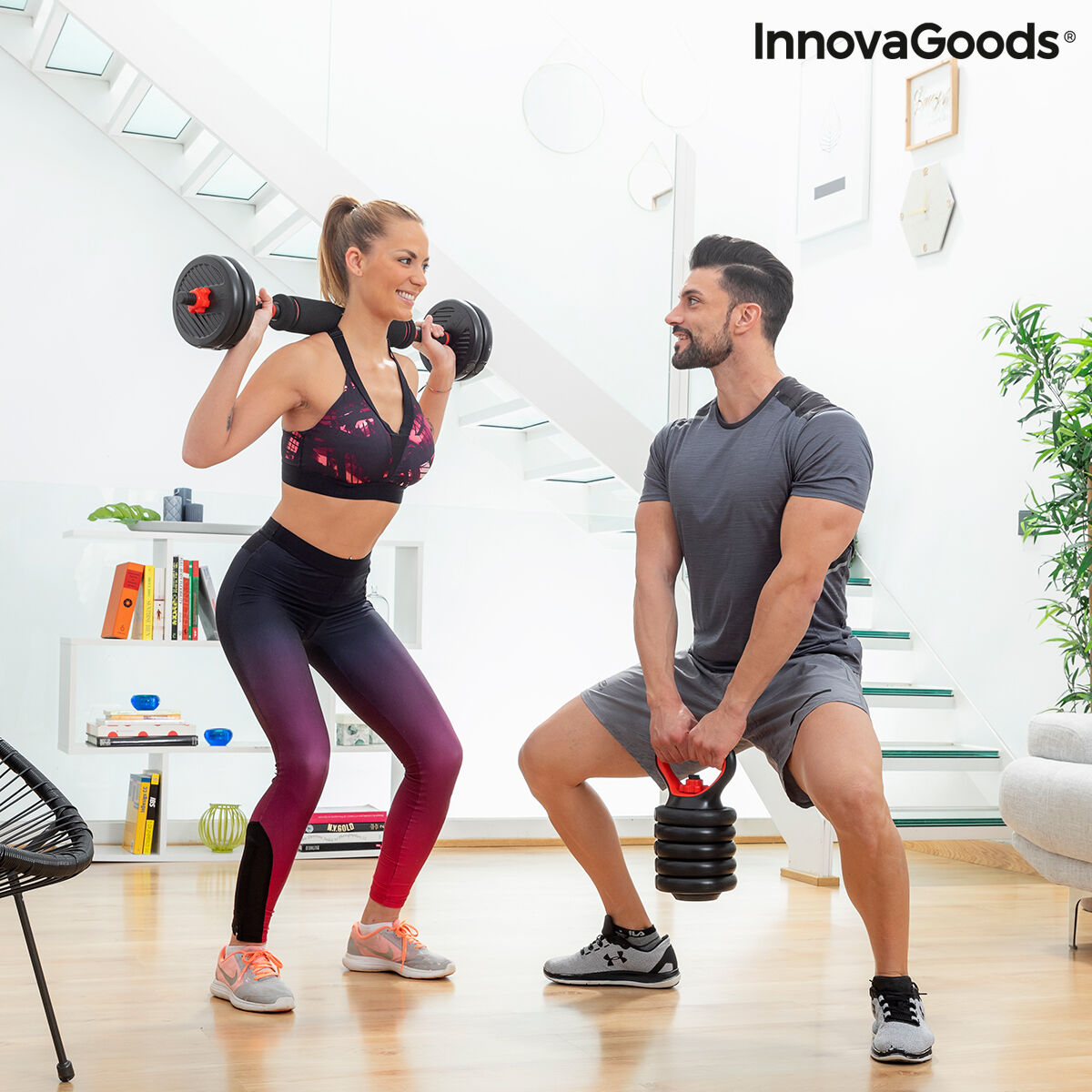 Set de greutăți reglabile 6 în 1 cu ghid de exerciții Sixfit InnovaGoods   Fier (Recondiționate B)