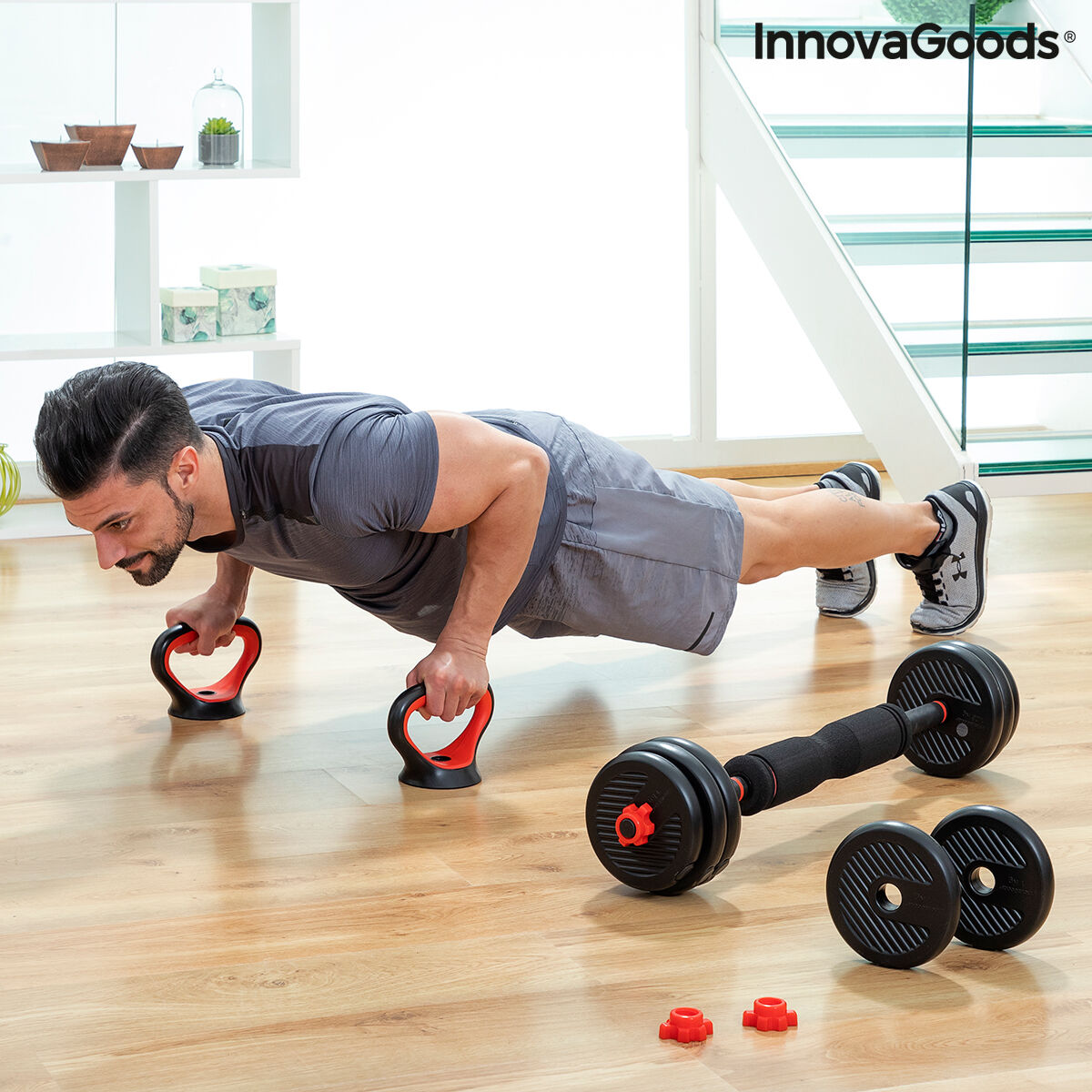 Set de greutăți reglabile 6 în 1 cu ghid de exerciții Sixfit InnovaGoods   Fier (Recondiționate B)
