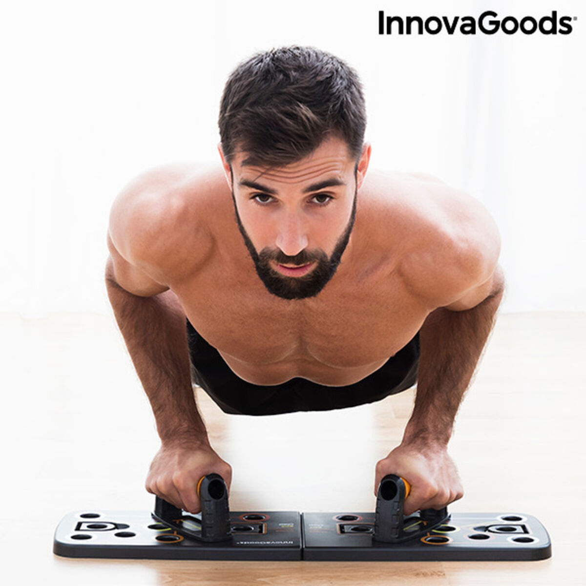 Masă Push-Up cu benzi de rezistență și ghid de exerciții Pulsher InnovaGoods Gumă (Recondiționate A)