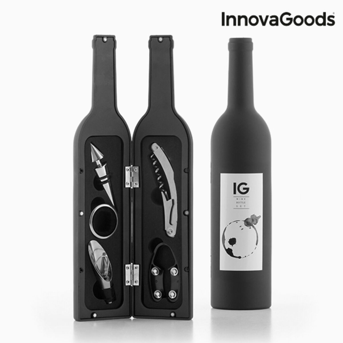 Cutia de Vin Sticlă InnovaGoods Negru Metal Oțel inoxidabil (Recondiționate B)