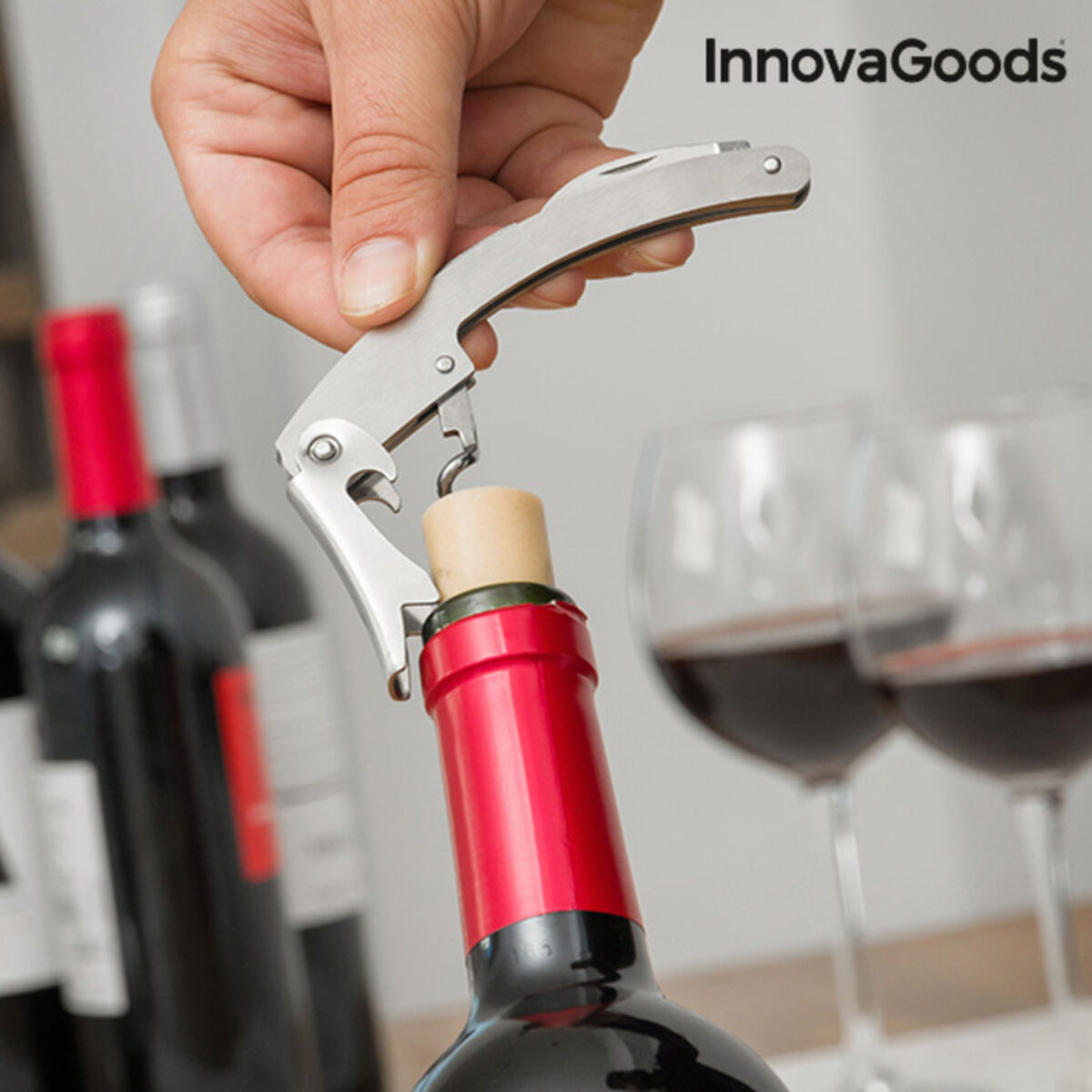 Cutia de Vin Sticlă InnovaGoods Negru Metal Oțel inoxidabil (Recondiționate B)