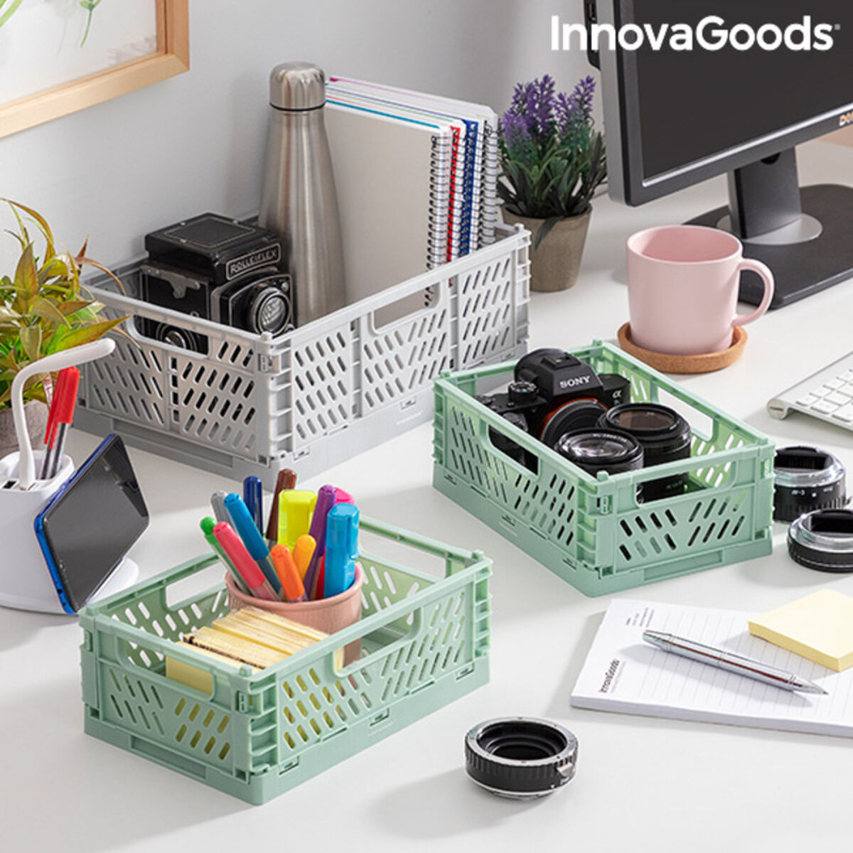Set de 3 cutii organizatoare pliabile și stivuibile Boxtor InnovaGoods V0103244 Plastic 3 Piese (Recondiționate B)