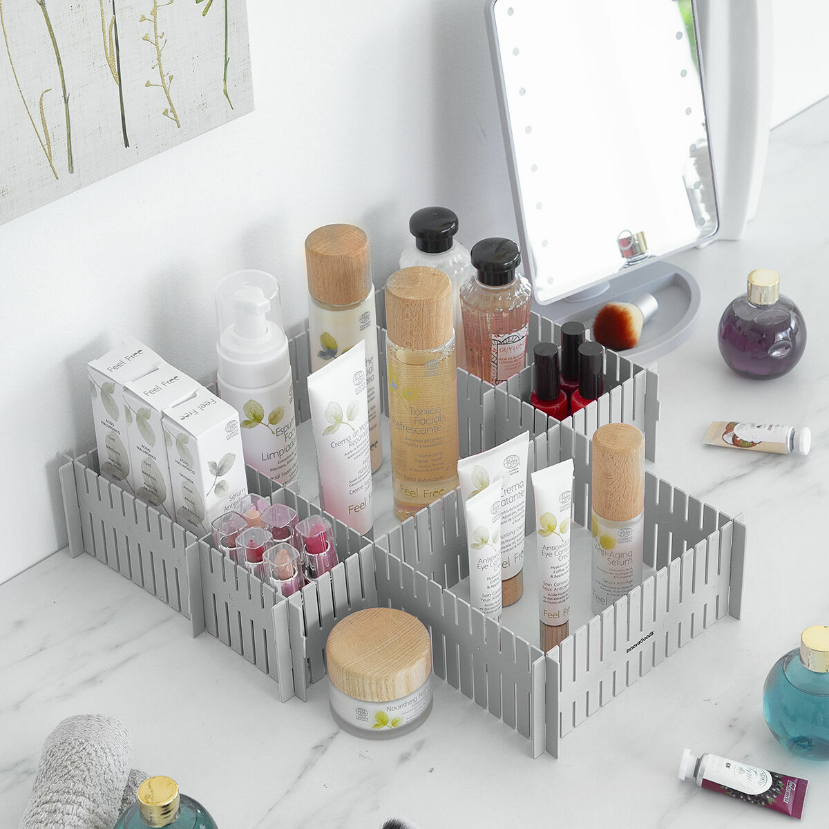 Organizator de sertare reglabil Condor InnovaGoods Gri polipropilenă Plastic 16 Unități (Recondiționate A)