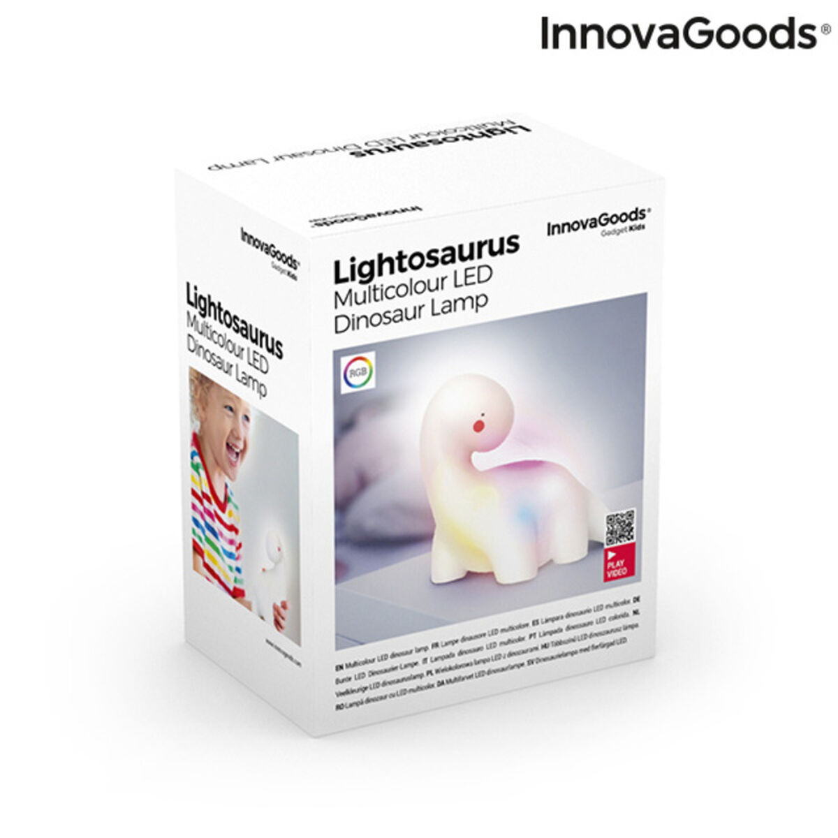 Lampă dinozaur LED multicolor Lightosaurus InnovaGoods IG815318 Alb Vynils (Recondiționate B)
