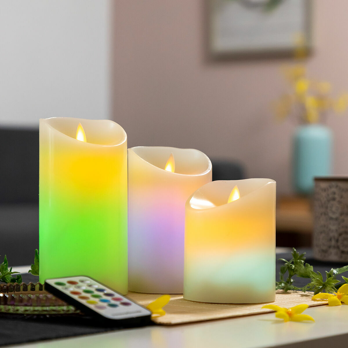 Lumânări LED multicolore cu efect de flacără cu telecomandă Lendles InnovaGoods Alb 3 Unități (Recondiționate A)