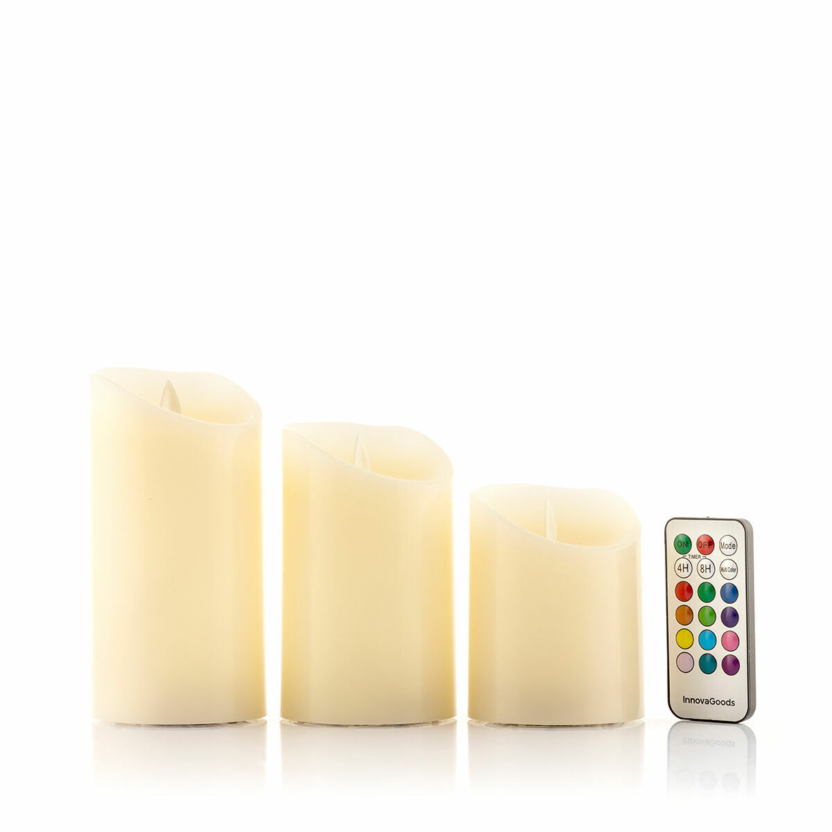 Lumânări LED multicolore cu efect de flacără cu telecomandă Lendles InnovaGoods Alb 3 Unități (Recondiționate A)