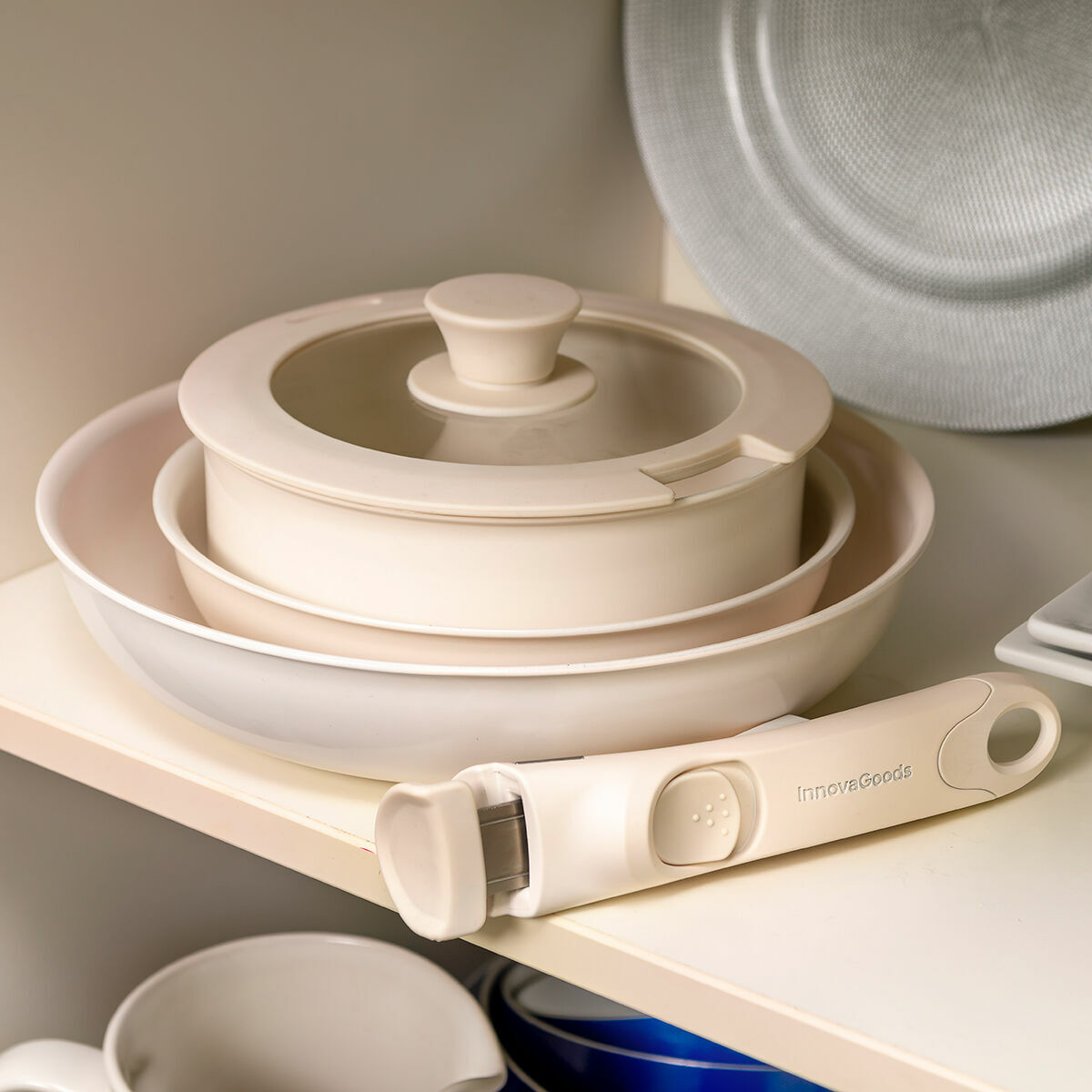 Set de tigăi cu mâner și capac detașabil Passet InnovaGoods Aluminiu 5 Piese (Recondiționate A)