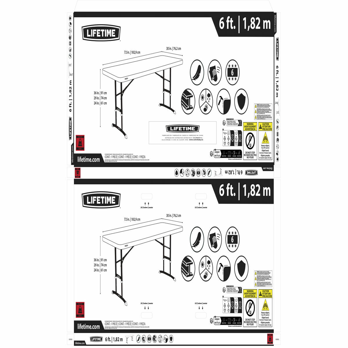 Masă Pliabilă Lifetime Alb Oțel Dreptunghiular (Recondiționate C)